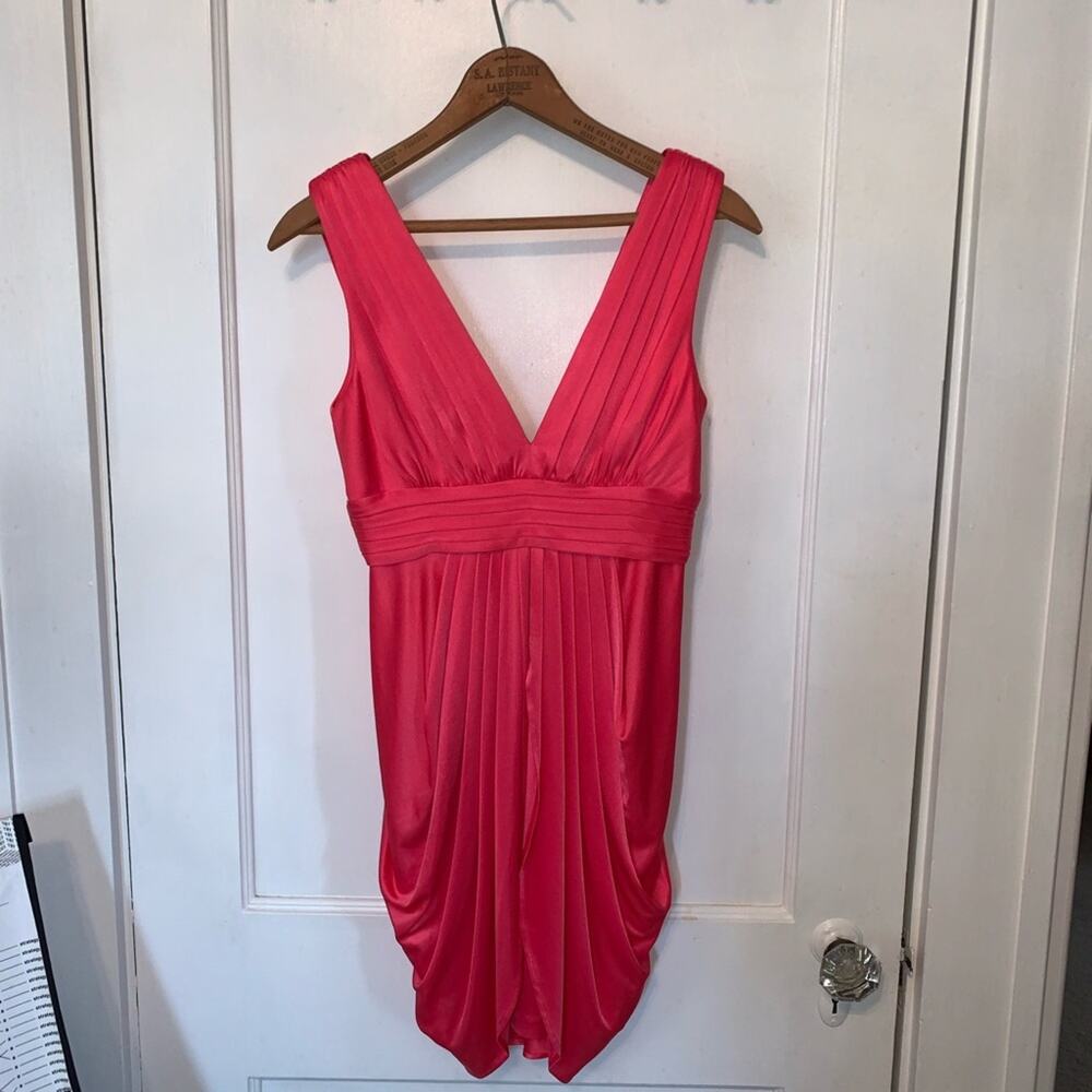 BCBGMAXAZRIA ruched wide strap pink mini formal dress size XXS